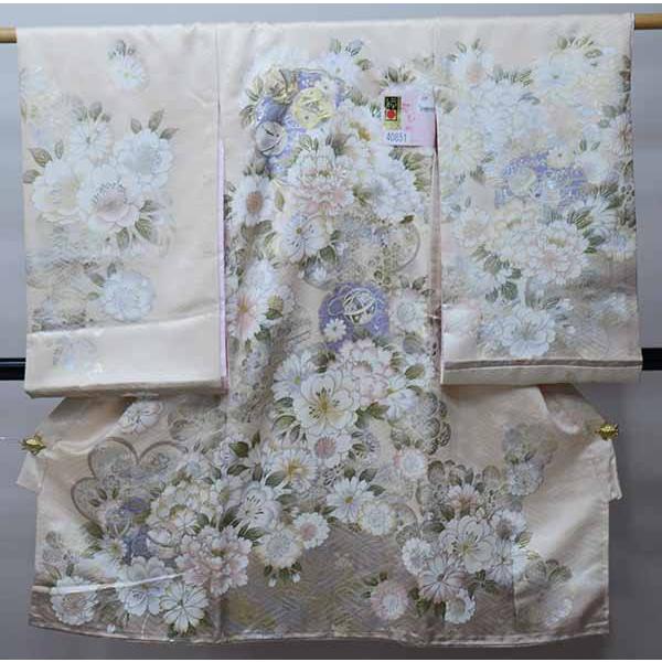 お宮参り産着 祝着 正絹 のしめ 女児 華やか金彩 金刺繍 高級 綸子地 