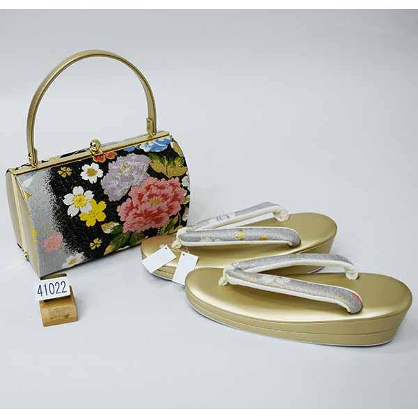 和装 草履バッグセット フォーマル 帯地 ゴールド フリーサイズ u25