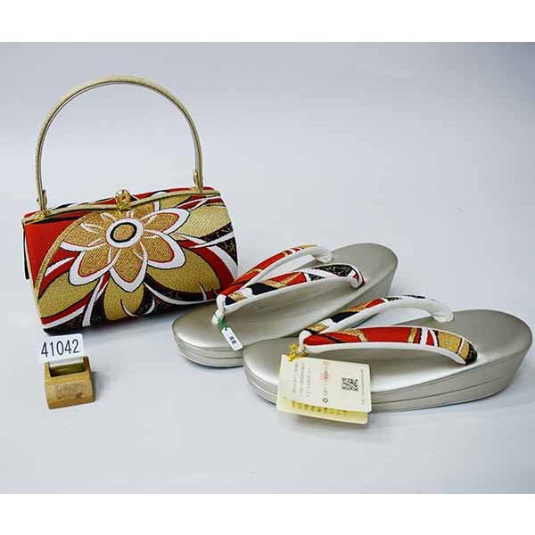 草履 バッグ セット 古典 正絹 帯地 振袖 フォーマル フリーサイズ u16