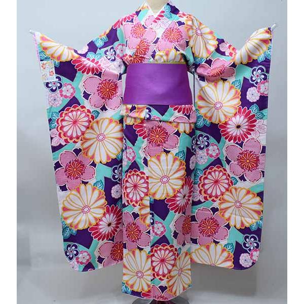 振袖 着物 る 単品 合繊 仕立て上がり 和遊日 エメラルドグリーン 小  