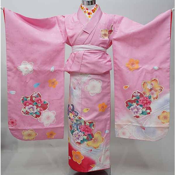 七歳 7歳 7才 七才 女児 着物と長襦袢セット 仕立て上がり ピンク 日本