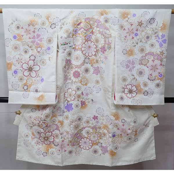 お宮参り 産着 女児 合繊 豪華絢爛 のしめ 金駒縫 綸子地 白 NO41236