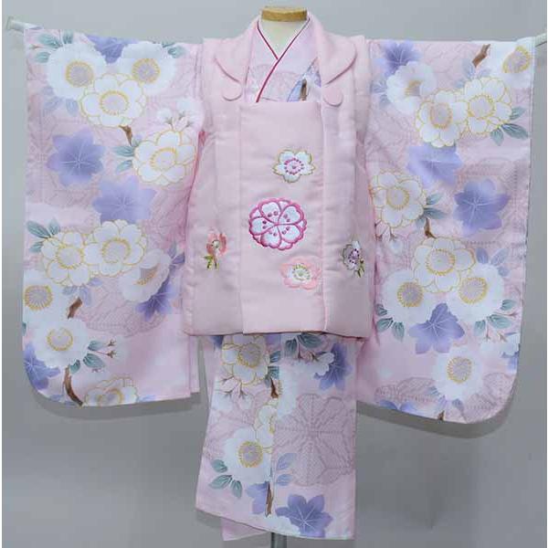 七五三 三歳 女児 被布着物フルセット 染め加工日本 被布に刺繍入り
