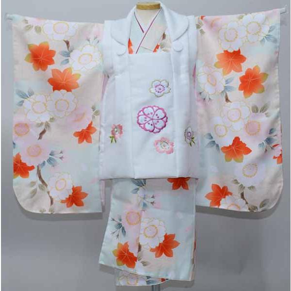 七五三 三歳 女児 被布着物フルセット 染め加工日本 被布に刺繍入り 