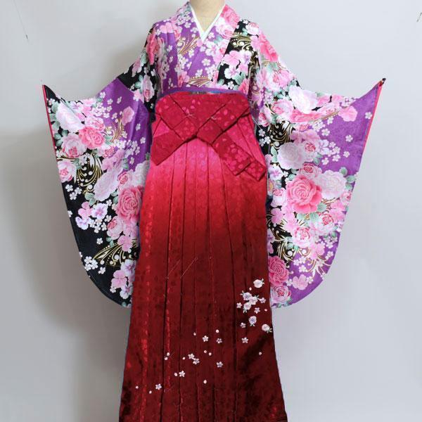 着物袴セット ジュニア用へ直し135cm〜143cm 百花繚乱 地模様刺繍入り 