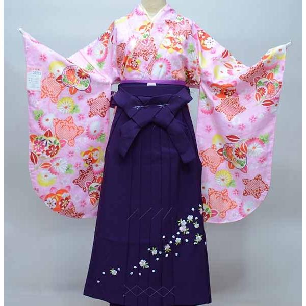 二尺袖 着物 袴 フルセット 百花斉放 ピンク色 袴変更可能 NO36790