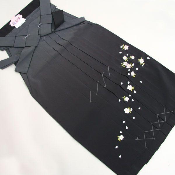 袴 刺繍ぼかし袴 単品 女性用 行灯袴 グレー×黒地 袴下91cm、95cm 