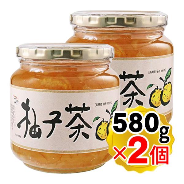 マッスンブ ゆず茶 韓国伝統茶 580g×2個 高興産ゆず使用 ゆずピール入り 瓶入り 柚子茶 甘酸っぱい風味 ゆうパック発送（楽天倉庫出荷）