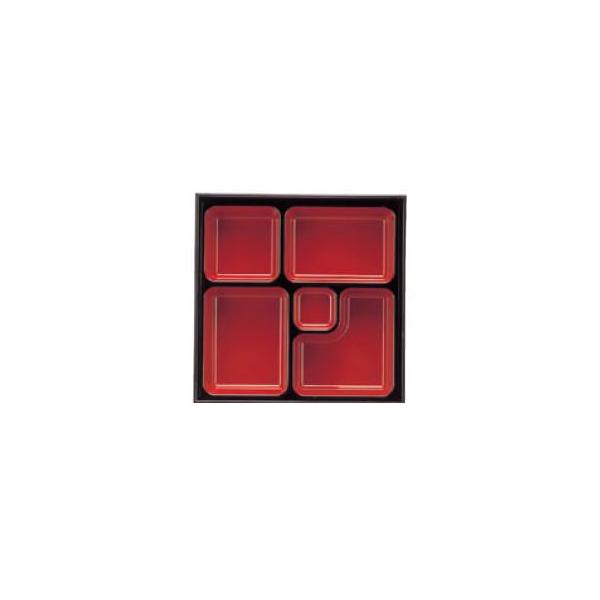 A8.5寸木目松花堂 D.X仕切 朱天黒 1-395-6 : 厨房用品 安吉 - 通販