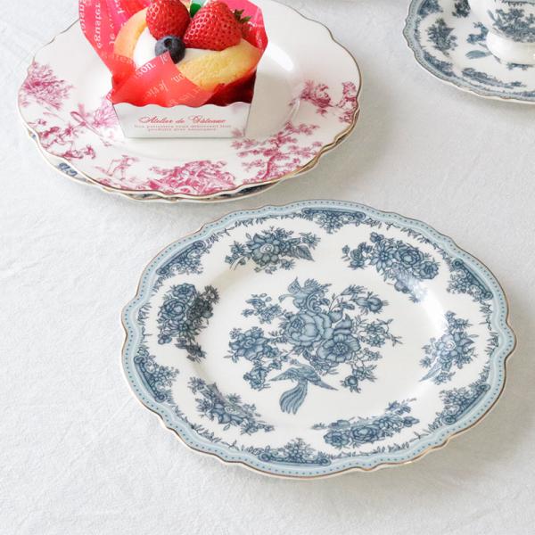 プレート皿 丸 陶器 丸皿 おしゃれ ラウンド プレート 皿 トワルドジュイ 食器 花柄 鳥 洋風 ヨーロピアン クラシカル