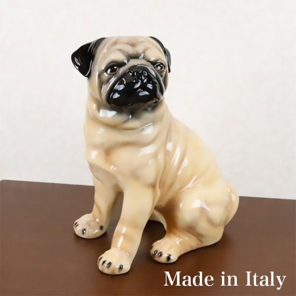置物 犬 パグ オブジェ 動物 イタリア製 陶磁器 41066 置き物 置物 犬 パグ オブジェ 動物 イタリア製 陶磁器 41066 置き物