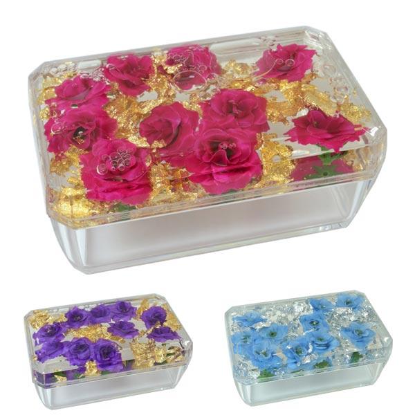 ROYAL ARDEN 小物入れ ふた付き アクリル 水中花 薔薇柄 花柄 ROYAL ARDEN 小物入れ ふた付き アクリル 水中花 薔薇柄 花柄