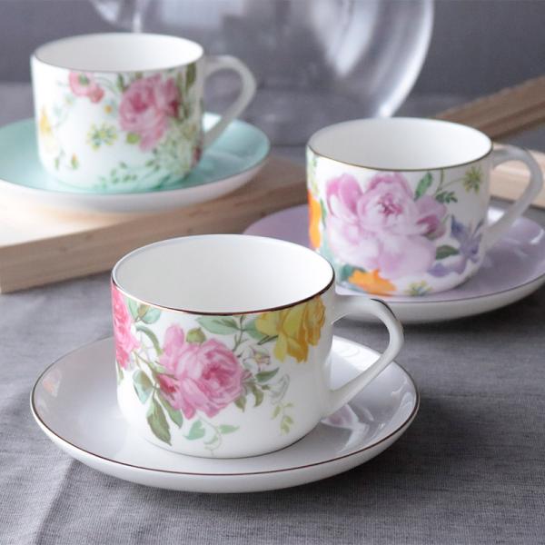 カップ＆ソーサー 小花 　アップリケ サクスブーケ・ピンク] ティーカップ&ソーサー