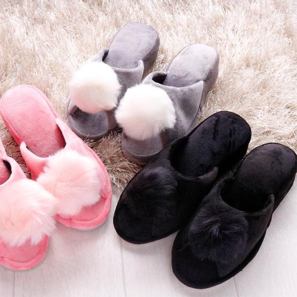 ヒール スリッパ 来客用 室内 ファー付 ルームシューズ おしゃれ ブラック Vi 0060 Zakka Select 通販 Yahoo ショッピング