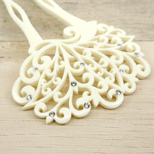 唐草リーフ かんざし 花しおり 2色 白 飴色 透かし彫り 簪 大原商店