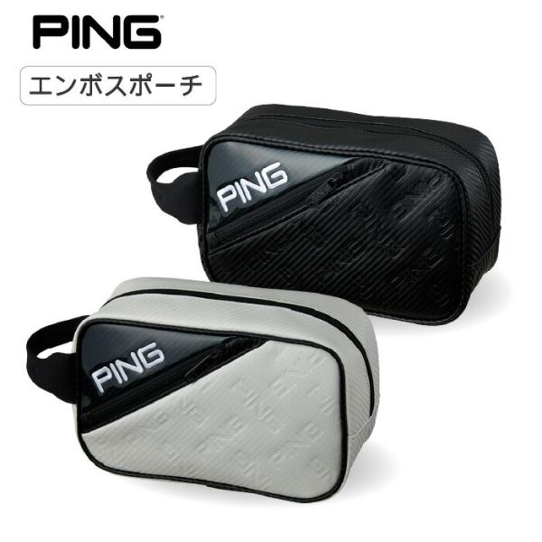 PING - 【希少】PING スタンドクラブケース&ラウンドポーチ PING（ピン） GB-U2519 エンボスポーチ オーソドックスなラウンド