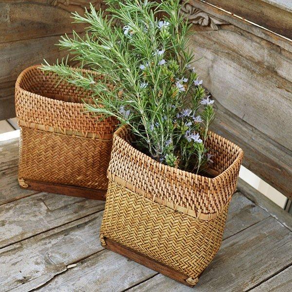 アジアン バリ 雑貨 ♪ロンボク島のミニバスケット（スクエア