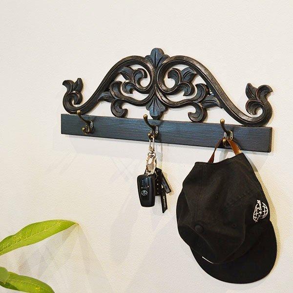 アジアン家具 木製 バリ ♪バリ島のレリーフ彫刻ハンガーラックA（50cm