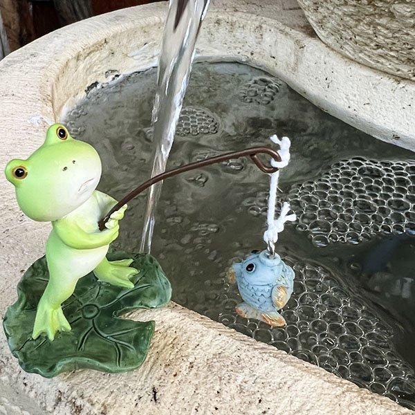 【あすつく】アジアン バリ 雑貨 ♪魚釣りカエルくん♪ インテリア おしゃれ エスニック 置き物 オブジェ アニマル アンティーク
