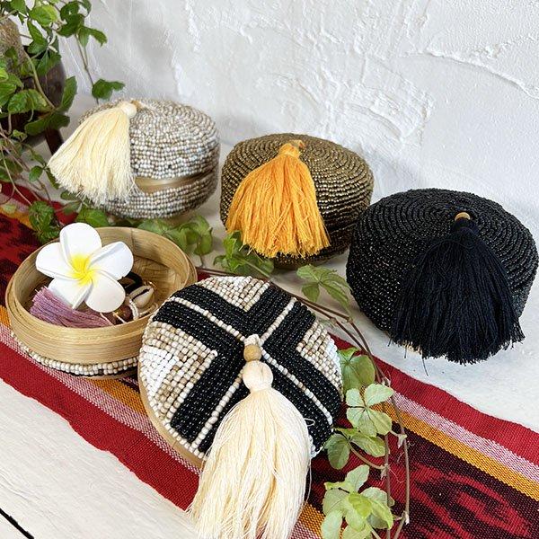 Fromバリ ビーズバスケット3点セット（ターコイズ） Fromバリ ビーズ