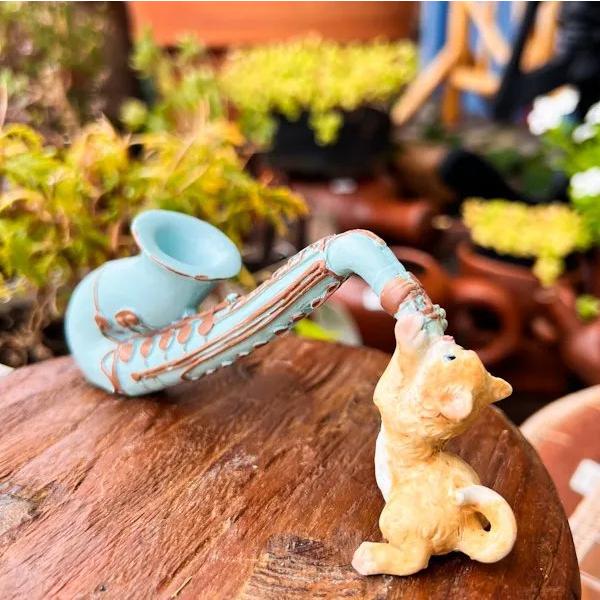 【アンティーク】猫のサックス 木彫 ビンテージ アンティーク】猫のサックス 木彫 ビンテージ