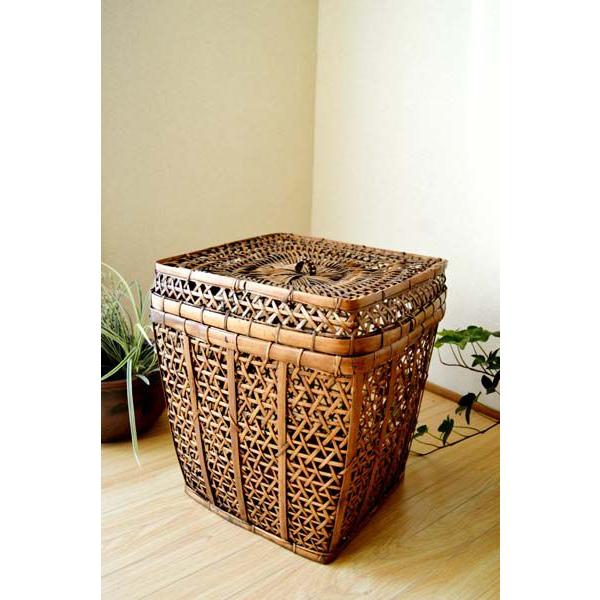 籐 カゴ かご ランドリーバスケット 蓋つき バリ ♪ロンボク島の