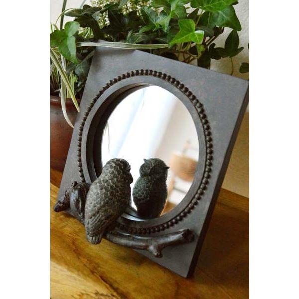 鏡 スタンドミラー 卓上ミラー アニマル アジアン雑貨 バリ ♪のぞき見