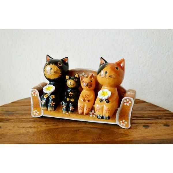 置き物 オブジェ オーナメント アンティ―ク アニマル インテリア小物 猫雑貨 ♪ネコファミリーソファーセット♪ アジアンインテリア