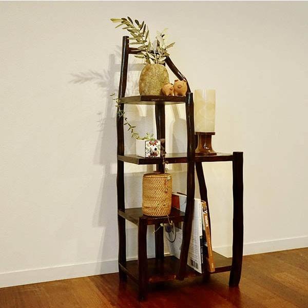 収納ラック 棚 おしゃれ 木製 花台 飾り棚 チークの根のナチュラルラック ダーク アジアン家具 フラワースタンド チーク材 無垢 Za4 アジアン家具 雑貨 Yayapapus 通販 Yahoo ショッピング