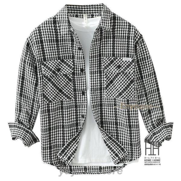 チェックシャツ シャツ メンズ 長袖 千鳥格子 チェック柄 柄シャツ