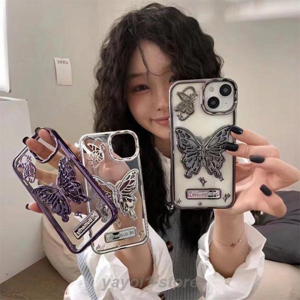 デザイン iPhoneケース アイフォンケース グリップトック 蝶
