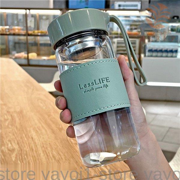 ガラス製 ボトル 水筒コップ ウォーターボトル 480ml グラス クリア