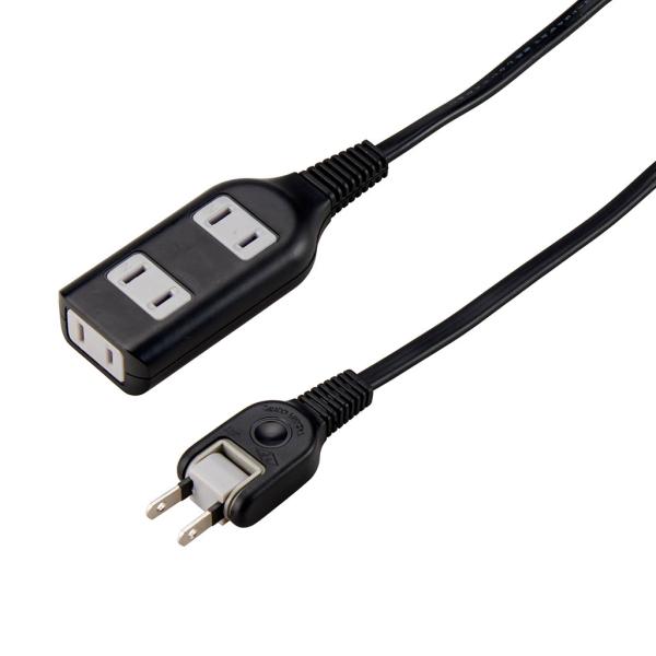 YAZAWA 耐トラッキング 電源タップ 3個口 2m スイングプラグ 安全シャッター ブラック AZS302BK