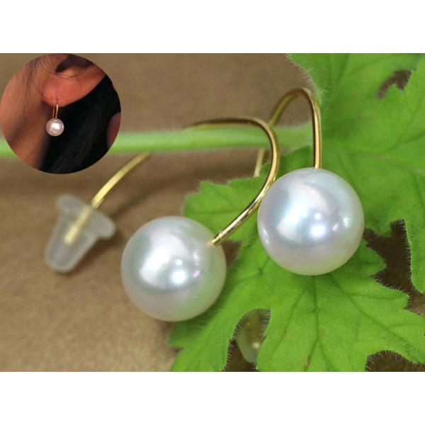 真珠8.0mm あこやパール 大粒 一粒のしっかりとしたフックピアス