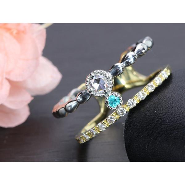 ローズカットダイヤ ダイヤモンド0.08ct＆パライバトルマリン