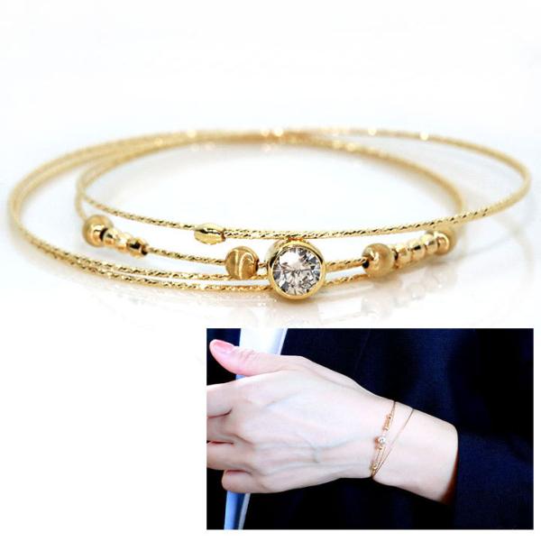 ダイヤモンド0.3ct K18イエローゴールド♡形状記憶バングル