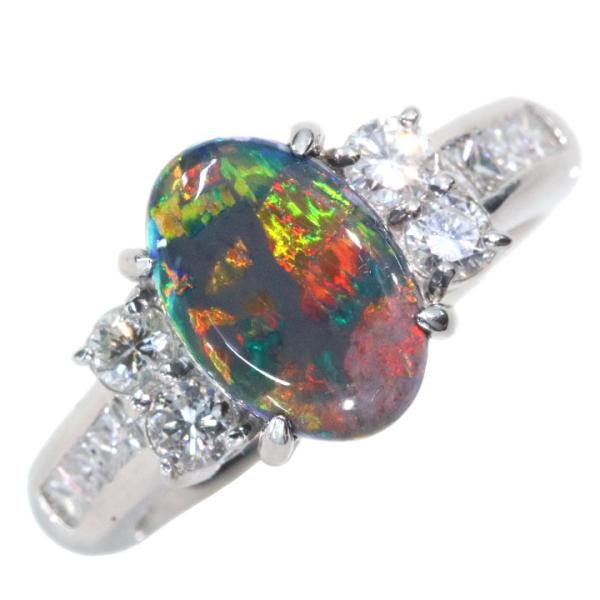 Pt900 ブラックオパール2.99ct ダイヤモンド0.47ct リング ブラックオパール 2.20カラット ダイヤモンド 0.72カラット
