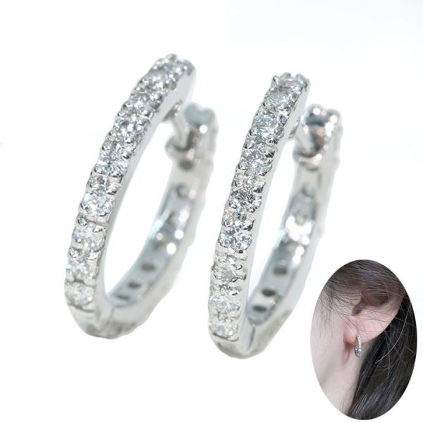 美品 0.25カラット ダイヤ フープ ピアスセット プラチナpt900 ダイヤモンド 合計0.40.カラット PT900 プラチナ900 ピアス フープ 全