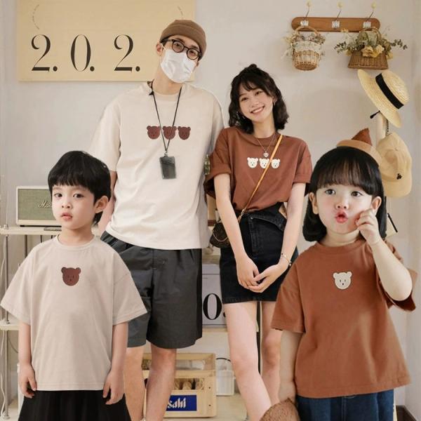 親子コーデ ベビー 親子ペアルック 赤ちゃん パパ ママ 親子お揃い 半袖 Tシャツ ベビー服 キッズ リゾート おそろいコーデ 家族記念撮影 シンプルデザイン 親子
