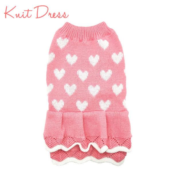 信頼 犬服 ピンク豹柄 ハートニットワンピース 見本 犬用品 Taisavet Com