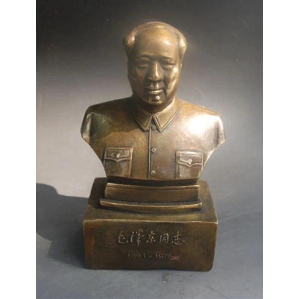 銅製レア彫刻 Mao Zedong 小型像 チャイナモダンアート 風水置物 中国伝統工芸