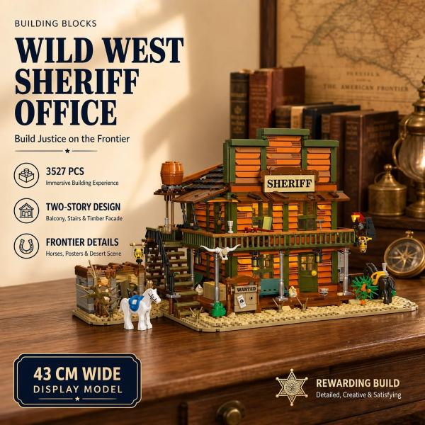 約3527ピース ワイルドウェスト保安官事務所 ビルディングブロックセット 【Wild West Sheriff Office】