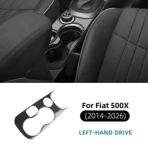 フィアット500X 2014-2026用 車内用カーボンファイバーステッカー For 左ハンドル Black Carbon