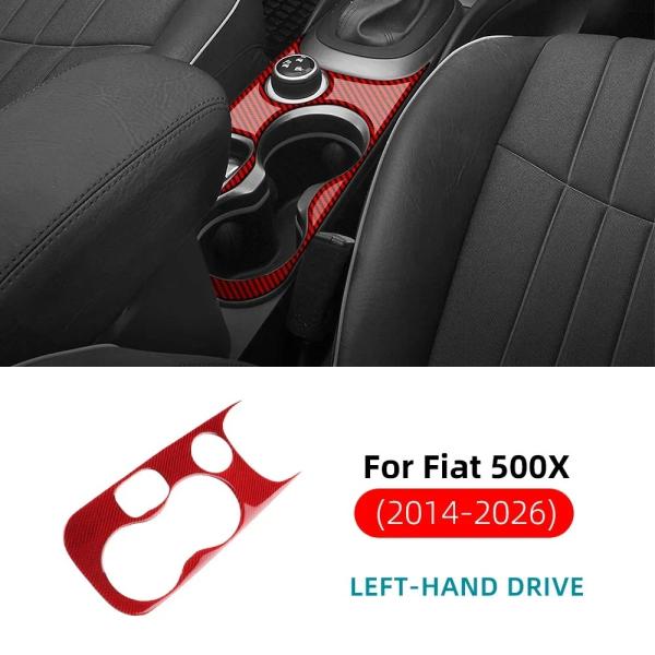 フィアット500X 2014-2026用 車内用カーボンファイバーステッカー For 左ハンドル Red Carbon