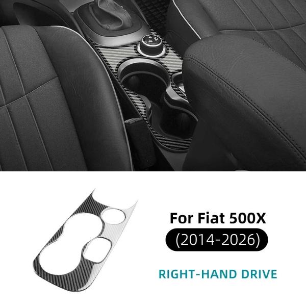 フィアット500X 2014-2026用 車内用カーボンファイバーステッカー For 右ハンドル Black Carbon