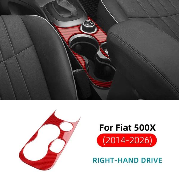 フィアット500X 2014-2026用 車内用カーボンファイバーステッカー For 右ハンドル Red Carbon
