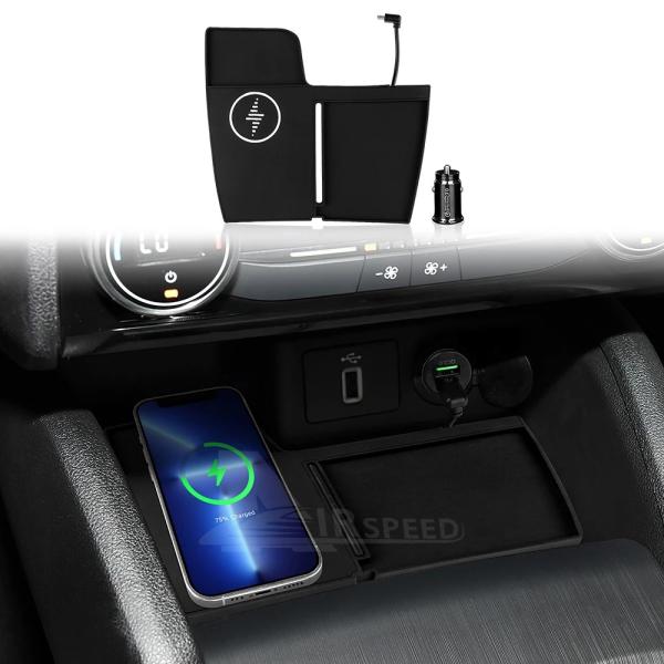 フォードフォーカスMK4 2019-2025用 ワイヤレス充電ホルダー 15W対応 Qi規格 シガーソケット接続 携帯電話用