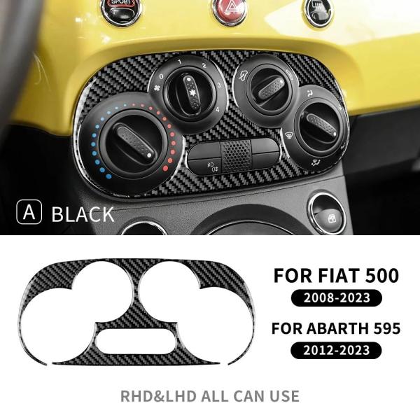 フィアット500 アバルト595 695 内装用 カーボン調ステッカー ACトリム 黒 Manual climate Black
