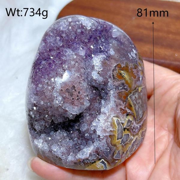 アメジストドゥルージー原石 フリーフォームジオード 水晶の結晶群 ブラジル産 天然石 インテリア ギフト No.2