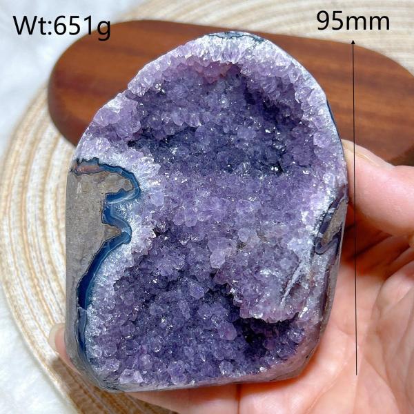 アメジストドゥルージー原石 フリーフォームジオード 水晶の結晶群 ブラジル産 天然石 インテリア ギフト No.4